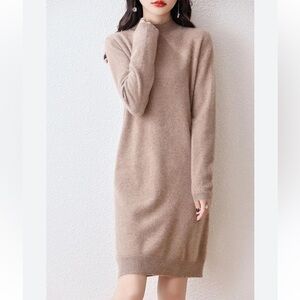 Renee C Heathered Rose Long Sleeve Crew Neck Sweater Dress Size S